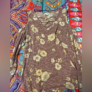 Floral cold shoulder top